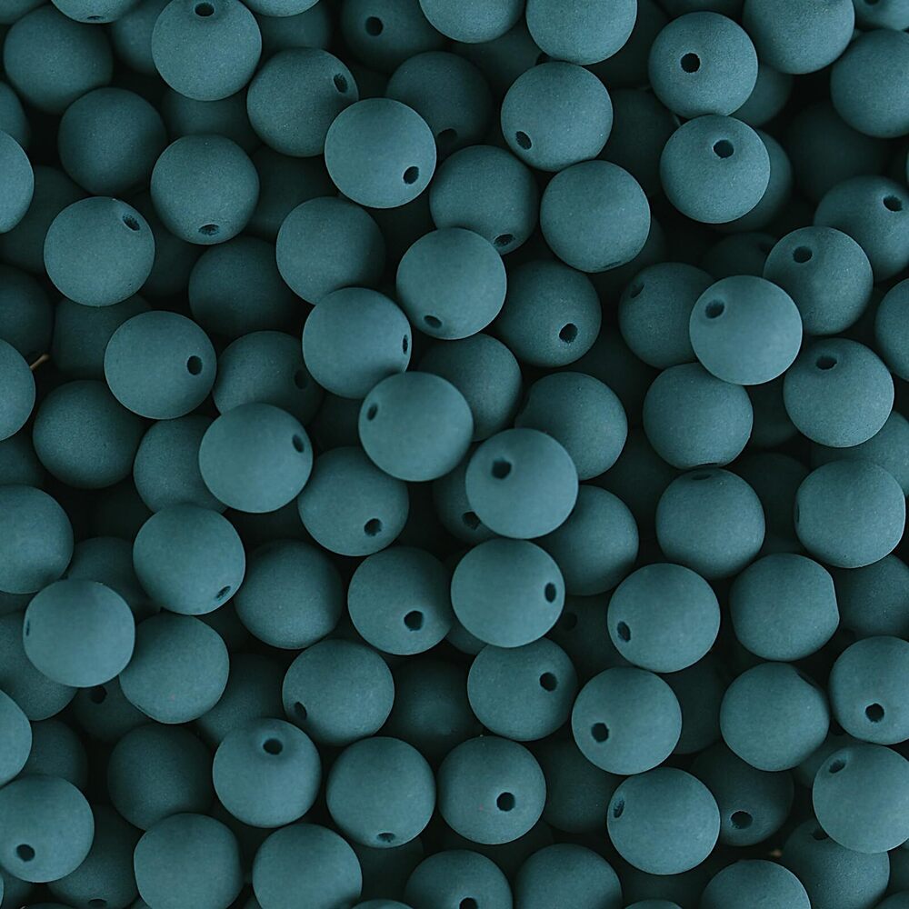 6972 Czech Glass Beads Strand 6mm White Alabaster Velvet Dark Teal Blue